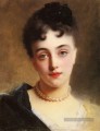 Une dame élégante avec des perles portrait de femme Gustave Jean Jacquet